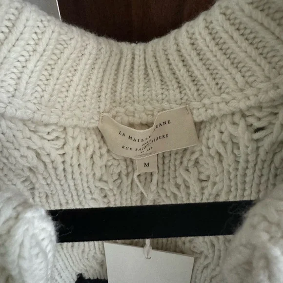NWT! Sezane Sean Knitwear Sweater Size M Oversized Chunky Stripe Cable Knit - Picture 3 of 8